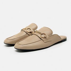 ZARA CHAIN TRIM OPEN BACK LOAFERS BRAND NEW WITH TAGS US 10 EUR 41